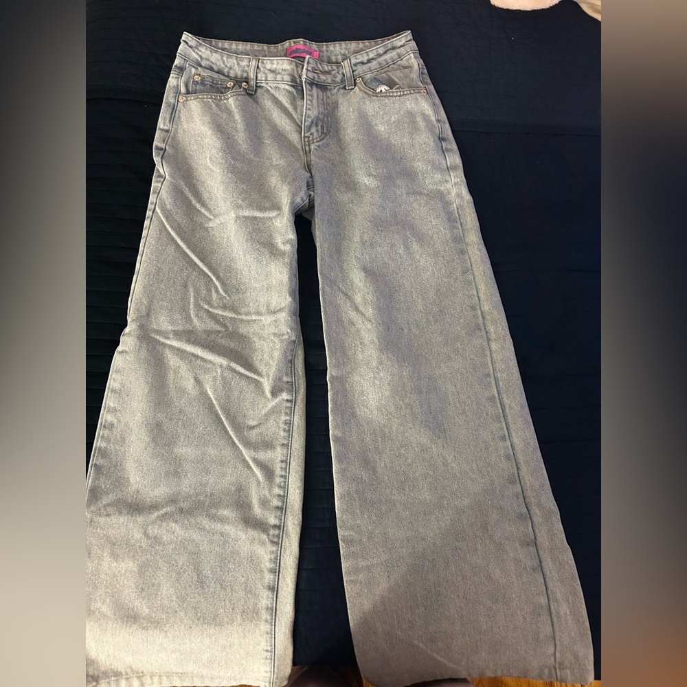 Edikted Gray Flare & Wide Leg Jeans